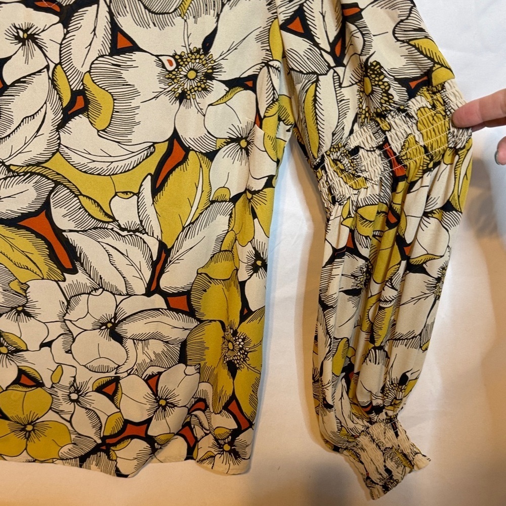 CAbi Women's Floral Blouse - Yellow, Black, and Orange - Picture 4 of 6